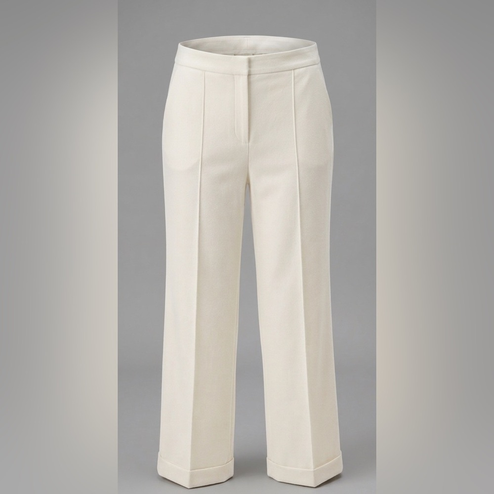 J.Crew Collection Italian Wool Dress Pants Cream Size 14 Tollegno 1900 Lined